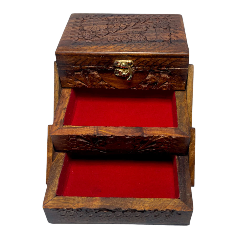 Carved wooden Jewelry Box