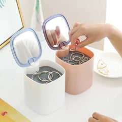 Rotatable 4 Layer Jewelry Organizer With Mirror
